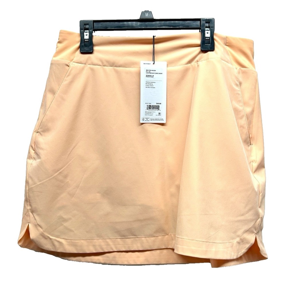 Walter Hagen 16" Pull On Skort (P11) Lightweight Core Skirt Peach Fuzz L (F3)